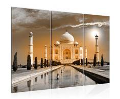 Taj Mahal India 600531b - Cuadro de pared (120 x 80 cm, lienzo de fieltro, formato XXL, 3 piezas, listo para colgar), color amarillo
