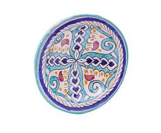 Biscottini Plato decorativo 40,5 x 40,5 x 11,5 cm | Plato de cerámica artesanal marroquà | Decoraciones de cocina | Platos decorativos pintados a mano