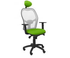 Piqueras Y Crespo (PIQU7) Silla Jorquera Malla Gris Asiento Bali Verde Pistacho con cabecero Fijo Oficina, Talla Unica