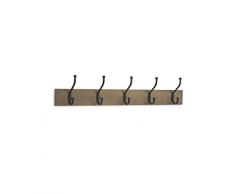 AmazonBasics - Perchero de pared, 5 ganchos estándar, Madera noble, 2 unidades
