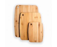 Lacor - 60523 - Set 3 tablas de corte de BambÃº 100% Natural, Tabla Cortar, Revestimiento Antibacteriano, Espesor: 1cm, 20 x 15 cm / 28 x 22 cm / 33 x 25 cm, MarrÃ³n