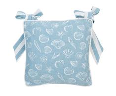 Clayre & Eef SES25BL - Funda de cojÃ­n para Silla (40 x 40 cm), diseÃ±o de Conchas, Color Azul