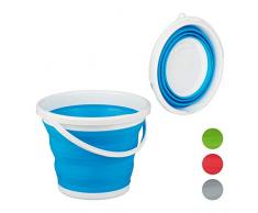Relaxdays Cubo Plegable Camping, Casa, Coche, Agua, Fregar, Cocina, BarreÃ±o, Festival, PP-TPE, 1 Ud, 10 litros, Azul