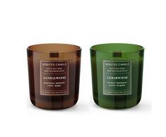 Dekohelden24 Vela perfumada â Vela en cristal â como juego de 2 unidades, madera de cedarwood y sandalwood, 8,5 x 8 x 8,5 cm, 150 g por vela, UF-Wood-2, verde y marrÃ³n