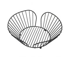 DRW Frutero Redondo de Metal en Negro 27,5x25,5x10cm