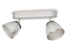 Philips myLiving County - Barra de focos, 2 luces, iluminación interior, metal, luz blanca cálida, 45°, 4 W, color gris