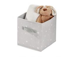 Idesign Tela, Cesta Plegable Pequeña En Mezcla De Algodón Y Poliéster Con 2 Asas, Caja Organizadora Estampada Para Armario, Dormitorio O Habitación Infantil, Gris, 26,7 Cm X 28,0 Cm