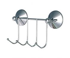 MSV Patera 4 Ganchos Super Ventosas, Metal, Cromado, 5.5x10x20 cm