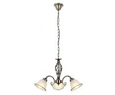 GLOBO Kron 60208-3 - Candelabro colgante colgante de latÃ³n antiguo salÃ³n comedor habitaciÃ³n lÃ¡mpara de cristal satinado