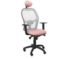 Piqueras Y Crespo (PIQU7) Silla Jorquera Malla Gris Asiento Bali Rosa pÃ¡lido con cabecero Fijo Oficina, Talla unica