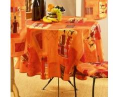 LHarmonie du decor - 2104351, Mantel Redondo, 180 Cm, Afrika, Poliéster Estampado, Naranja