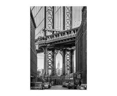 Komar Wandbild Von Brooklyn Bridge | Poster, Bild, Wohnzimmer, Schlafzimmer, Dekoration, Kunstdruck | ohne Rahmen | P123-50x70 fotomural, Negro, Blanco y Gris