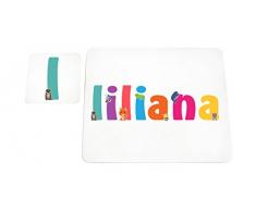 Little Helper lhv-liliana-coasterandplacemat-15it posavasos y manteles individuales con acabado brillante, personalizadas NiÃ±as Nombre Liliana, multicolor, 21Â x 30Â x 2Â cm