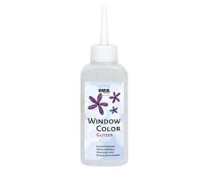 Kreul 42728 - Pintura brillante para ventanas, a base de agua, para superficies lisas como vidrio, espejos y azulejos, bote de pintura de 80 ml, color plateado brillante