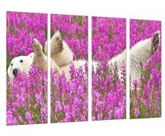 Poster FotogrÃ¡fico Paisaje Naturaleza Flores Rosa, Animal Oso Polar TamaÃ±o total: 131 x 62 cm XXL