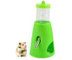 1 Botella de Agua para hámster, alimentador automático y dispensador de Alimentos con Base de plástico para Animales pequeños, cobayas, Ratas, Conejos Enanos, jerbos, Jaula de Chinchilla