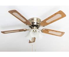 Pepeo GmbH Kisa Deluxe LatÃ³n Antiguo con iluminaciÃ³n Ventilador de Techo, 44 W, Roble/Nogal, 105 cm