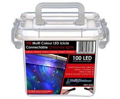 WeRChristmas 100 se puede conectar carámbanos LED cadena luces con 2 pines macho y hembra, 2,2 m - Multicolor