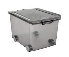 Tatay Caja de Almacenamiento con Ruedas, 60 L de Capacidad, 37,7 x 47,5 x 26, Color Gris Translúcida, PP Libre de Bpa