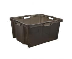 keeeper Multi-Box XXL Caja de almacenamiento con asas integradas, 44 L, 52 x 43 x 26 cm, Franz, Gris Crystal