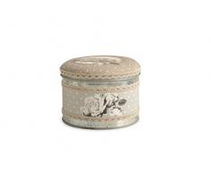 HOME Chelsea Caja, Tela, Blanco/Gris, 13Â x 13Â x 10Â cm