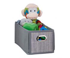 Relaxdays Almacenaje Bambú, Baño Rectangular, Cesta Angosta EstanterÃa, 14 x 15 x 31 cm, Plegable, Gris