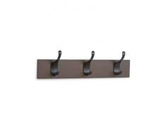 AmazonBasics - Perchero de madera de pared, 3 ganchos modernos 34 cm, Café, 2 unidades