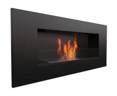 KRATKI Delta 2 Chimenea Interior de bioetanol para Montaje en Pared o instalación empotrada, con acristalamiento l Bioontainer 0,5 l, Certificado TÃV Acero, 40 x 90 cm, Negro