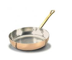 Ollas Agnelli Pan evasé Altos, de Cobre estañado, con Tubular manija de latón, 24 cm