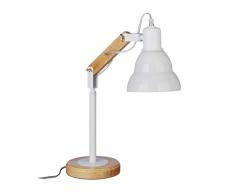 Relaxdays LÃ¡mpara de escritorio, Orientable, DiseÃ±o, Tuerca de mariposa, Madera, Metal, MarrÃ³n y Blanco, Pantalla de vidrio 13,5 cm diÃ¡metro