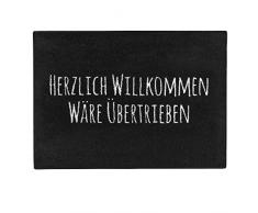Pechkeks Felpudo con Texto en alemán Herzlich Willkommen. Tamaño 70 x 50 cm Antideslizante, Lavable, Color Negro, Map(Language_Tag-ï De_de), 70x50