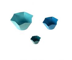 Cookut 4 piezas Ensaladera con piedras de cristal, juego de 3, azul