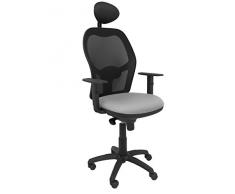 Piqueras Y Crespo (PIQU7) Silla Jorquera Malla Negra Asiento Bali Gris Claro con cabecero Fijo Oficina, Talla Unica