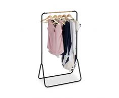 Relaxdays Perchero de pie (Metal, 145 x 80 x 44 cm), Color Negro, Apariencia de Madera, 1 Unidad