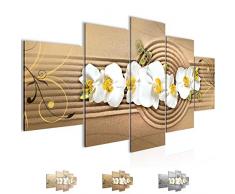 Cuadro de pared con diseÃ±o de flores y orquÃ­deas â Lienzo XXL â Cuadros de pared para salÃ³n o vivienda â Impresiones de arte marrÃ³n 5 piezas â Fabricado en Alemania â Listo para colgar 203453b