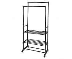 Galileo Casa Multistand - Perchero de 2 varillas, 4 ruedas, 3 estantes, altura ajustable hasta 160 cm, sÃ, pedido mediano