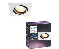 Philips Hue Plafón Centura 1 Foco LED Inteligente GU10, 5.7 W, Aluminio, Luz Blanca y Color, Compatible con Bluetooth y Zigbee, Compatible con Alexa y Google Home, Color Blanco con Negro