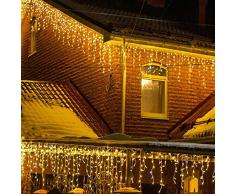 LIGHTNUM 7,5 M 200 Luces De Hadas Led Blancas CáLidas Con Enchufe, Luces De Hadas De Lluvia De Hielo Al Aire Libre, 8 Modos, Para Ventanas, Canalones, Barra