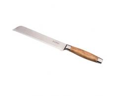 Le Creuset 9.80005E+13 Cuchillo para Pan, Hoja de Acero Damasco 18/8 Borde dentado, Mango Olivo, Madera/Inox