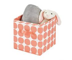 Idesign Tela, Cesta Plegable En Mezcla De Algodón Y Poliéster Con 2 Asas Laterales, Caja Organizadora De Lunares Para Armario, Dormitorio O Habitación Infantil, Naranja, 26,7 Cm X 28,0 Cm