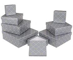 Out of the blue - Caja de Regalo de Papel Mate con Lunares Dorados, Aprox. 22,5 x 22,5 x 8 cm.