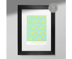 Póster de frutas con impresión de piña, arte de pared de cocina, decoración de cocina, marco blanco con soporte A4