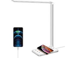 Lampara De Mesa con Carga InalÃ¡mbrica y Luz Led Regulable en 5 Tonos de Calidez y 5 Intensidades Para Estudiar, Flexo Tactil con Carga USB Para Escritorio, con Tono Regulable LED, Para Oficina