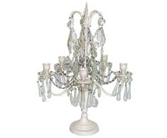 BETTER & BEST Q B&B Q BETTER & BEST Candelabro de 5 Brazos con Cristales, Color Blanco, Cristal, 38x38x51 cm