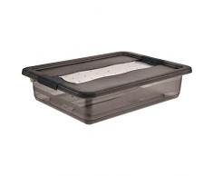 keeeper Caja de almacenamiento con tapa y cierre deslizante, 7 L, Transparente, Gris Crystal
