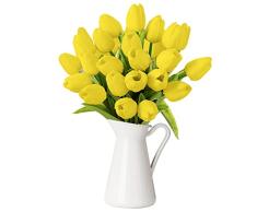 GONICVIN Flores Artificiales, 30 Tulipanes Artificiales con Tallos Largos, Ramos de Flores realistas para Manualidades, Bodas, Fiestas, hogar, Decoraciones del dÃa de San ValentÃn (Amarillo)