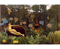 Legendarte P-133 Cuadro El Sueño. Impresión Digital sobre Lienzo. Pintura de Henri Rousseau, Multicolor, 80x120
