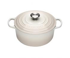 Le Creuset Cocotte redonda de hierro fundido, 24 cm, 4, 2 L, Todas Las Fuentes de Calor incluso inducción, Meringue, 21177247164430