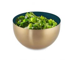 Relaxdays Ensaladera de acero inoxidable, 1 L, cuenco redondo de metal para hornear y servir, diÃ¡metro de 15 cm, cuenco de cocina, verde/dorado