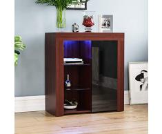 Vida Designs Azura - Aparador LED Moderno de 1 Puerta en Nogal y Negro, Luces RGB (Opciones de desvanecimiento/estroboscÃ³pico Incluidas), Estilo Mate de Madera con caracterÃ­sticas de Alto Brillo